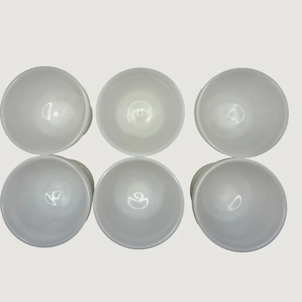 Vintage Milk Glass Dessert Cups Set of 6 White Grape Embossed Footed 3.75in